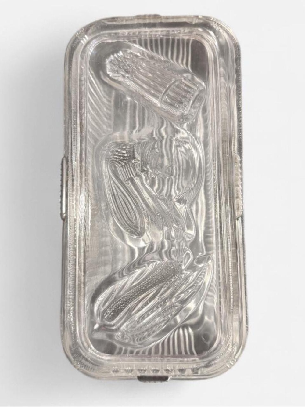 Federal Glass Clear Refrigerator Dish W/ Veggie Design On Lid- Vintage